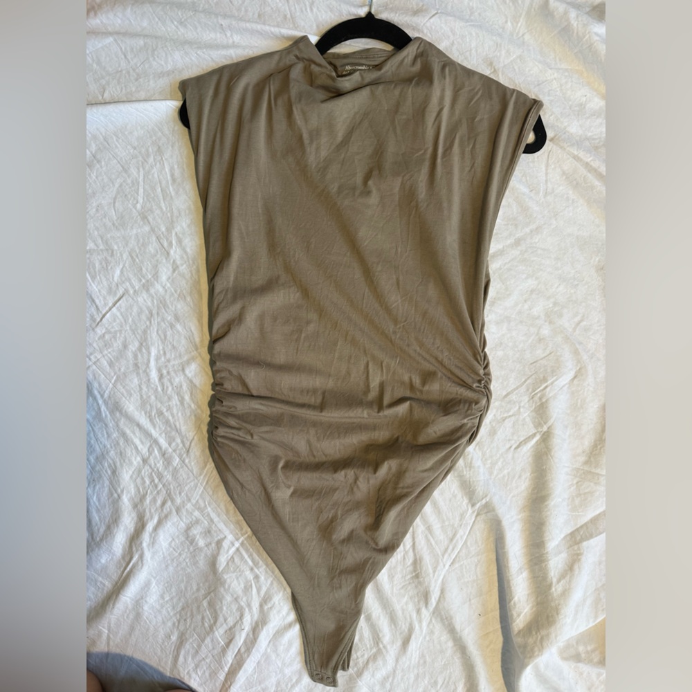Abercrombie and Fitch Sleeveless Tan Ruched Bodysuit